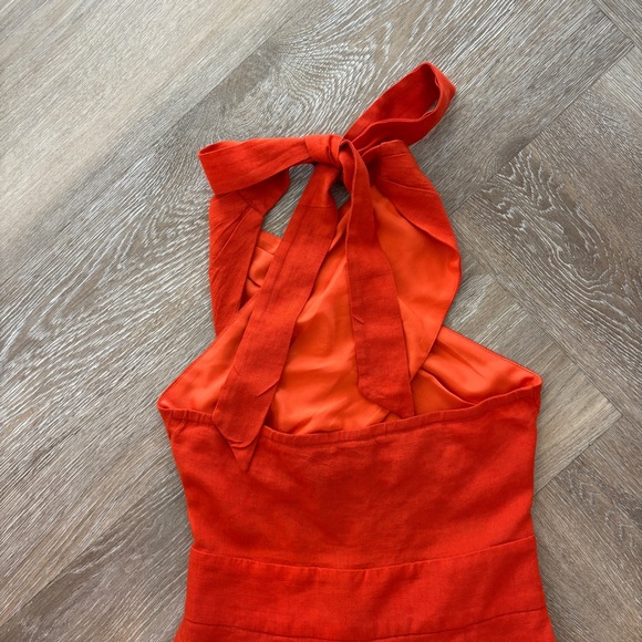 SHEIN VCAY Cross Halter Solid Orange Jumpsuit Size M - Picture 6 of 9